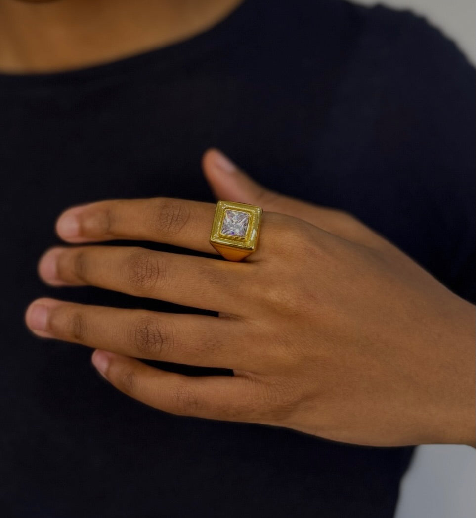 Luminous Square Statement Ring