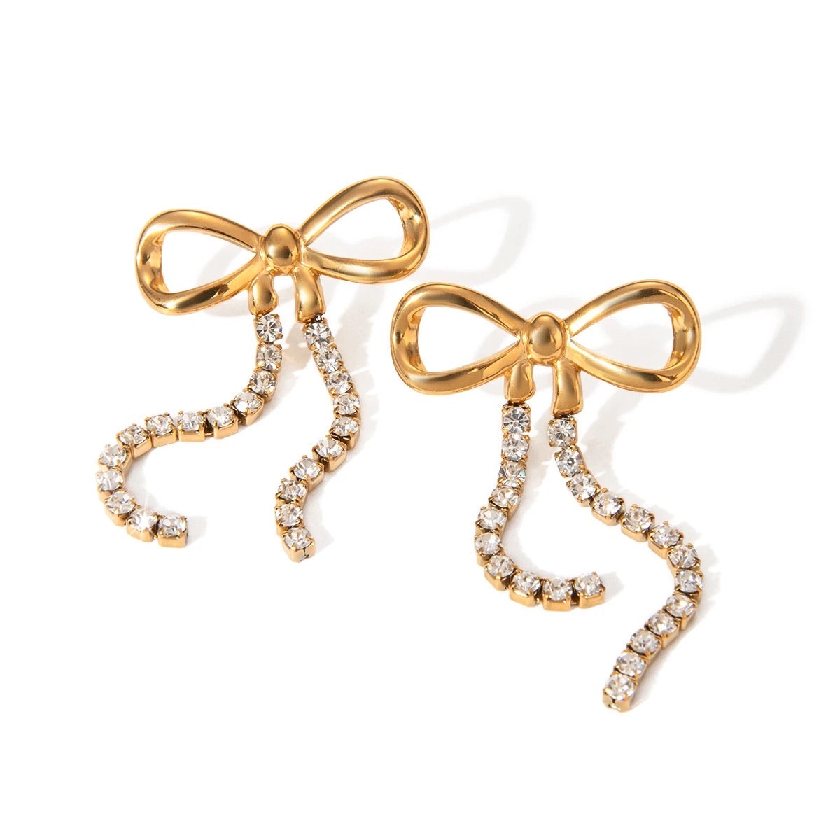 Diamante Ribbon Drop Earrings