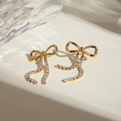 Diamante Ribbon Drop Earrings