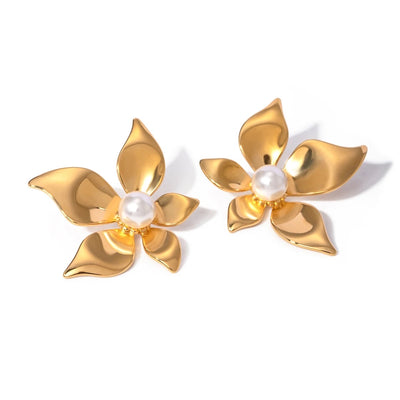 Pearl Blossom Stud Earrings