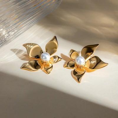 Pearl Blossom Stud Earrings