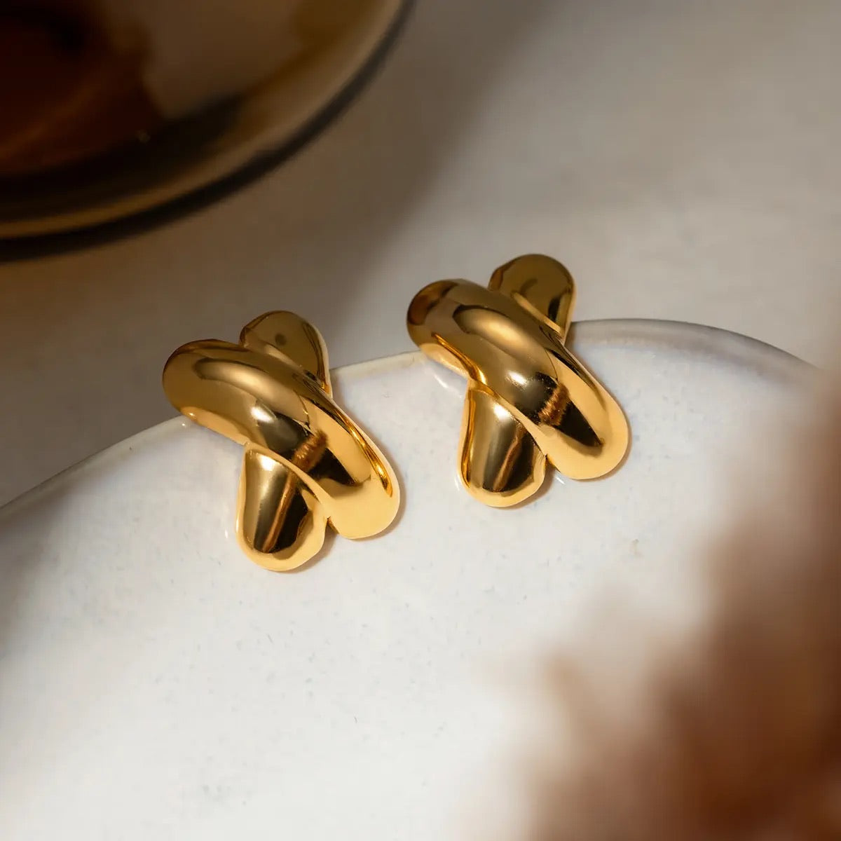 Golden Cross Stud Earrings